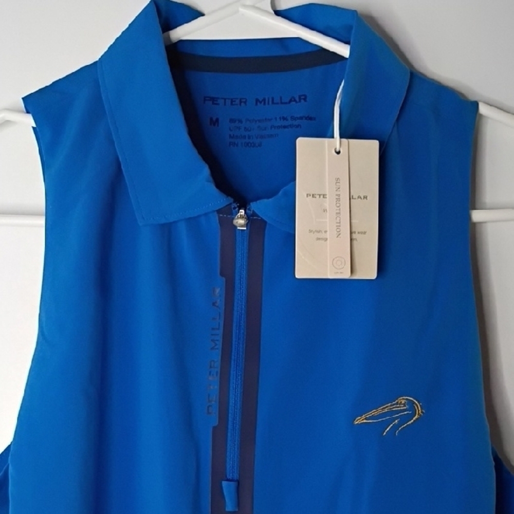 Peter Millar Blue Sleeveless Fitted Polo Tank - Picture 2 of 3